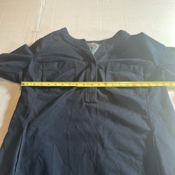 J Jill stretch dark blue quarter stretch Sleeve Dress snap buttons pockets - Picture 4 of 13